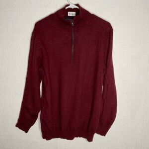Banana Republic Mens Size XL Burgundy Merino Wool Knit 1/2 Zip Pullover Sweater